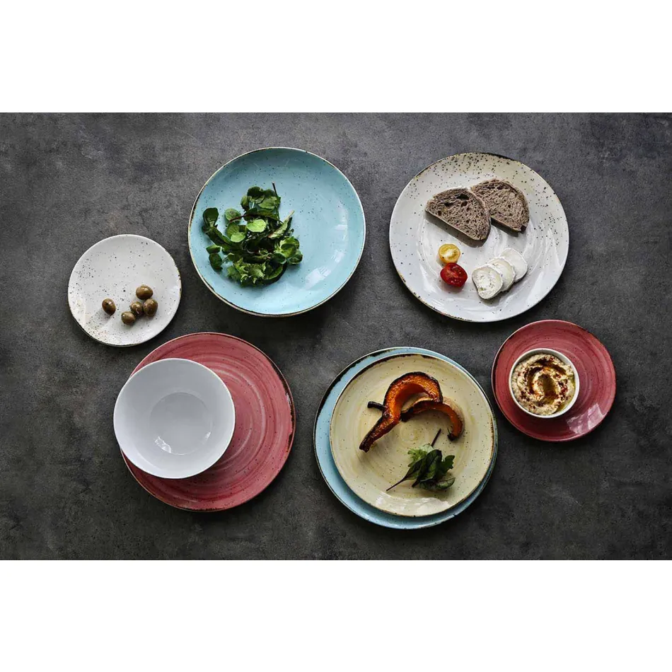 Service 6 isskåle og 2 skåle i farvet porcelæn - Rurolo Viadurini