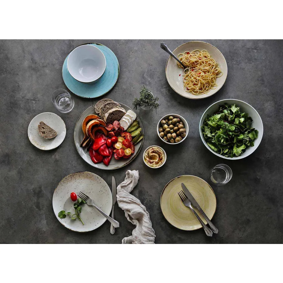 Service 6 isskåle og 2 skåle i farvet porcelæn - Rurolo Viadurini