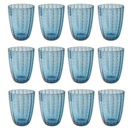 Farvet glas vandglas service med polka prikker 12 stykker - Botswana Viadurini