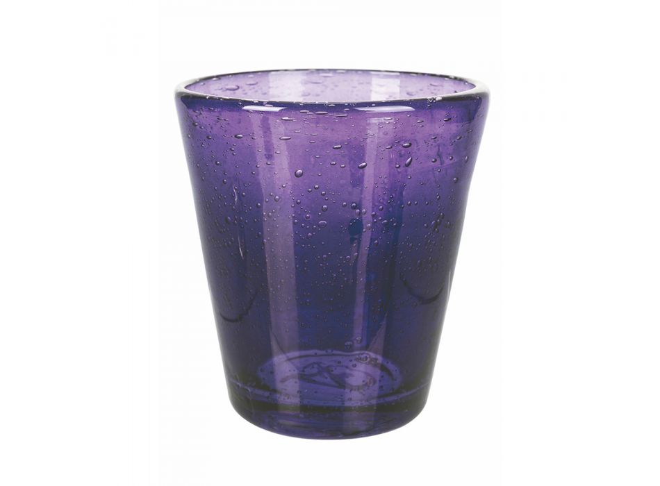12 stykker farvet blåset glas vandglas service - Yucatan Viadurini
