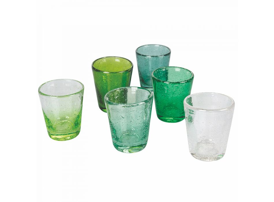 12 stykker farvet blåset glas vandglas service - Yucatan Viadurini