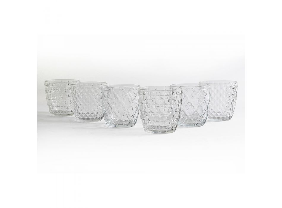 Vandbriller Service i gennemsigtigt glas og dekoration 12 stykker - Omoge Viadurini