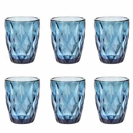 Farvede glas vandbriller sæt 6 stk moderne design - Timon Viadurini