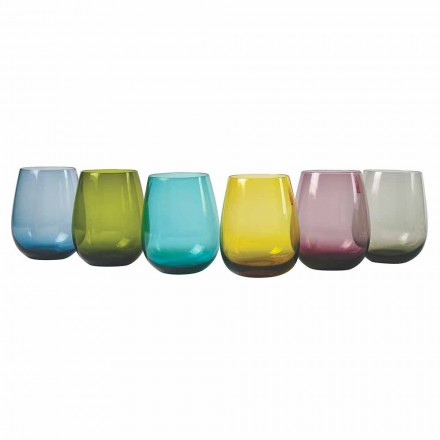 Design farvede glas vandbriller, 12 stykker - Aperi Viadurini