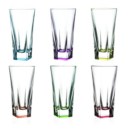 High Tumbler Crystal Eco Colored Glasses Service 12 dele - Amalgam Viadurini