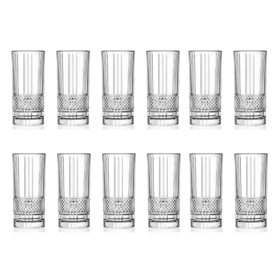 Tumbler Eco Crystal Glasses Set Diamond Decoration 12 Pcs - Livlig Viadurini