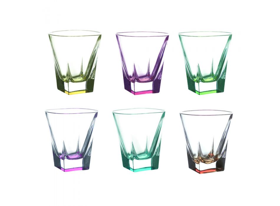 12 stk Økologisk farvede krystallikørglas service - Amalgam Viadurini