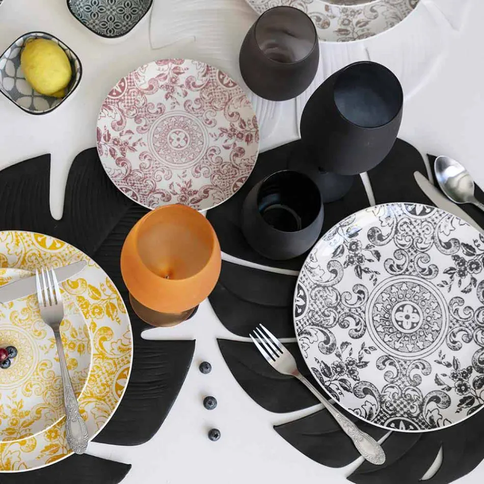 Rød eller hvidvinsbægersæt i farvet glas, 12 stykker - kant Viadurini