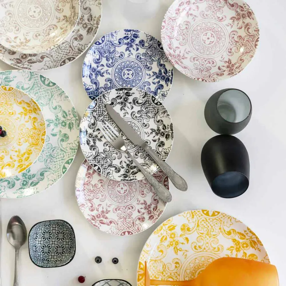 Rød eller hvidvinsbægersæt i farvet glas, 12 stykker - kant Viadurini