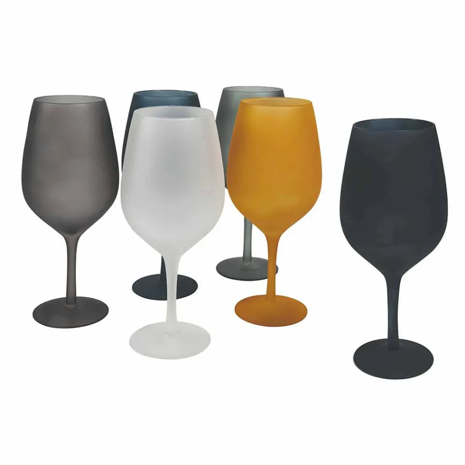 Rød eller hvidvinsbægersæt i farvet glas, 12 stykker - kant Viadurini