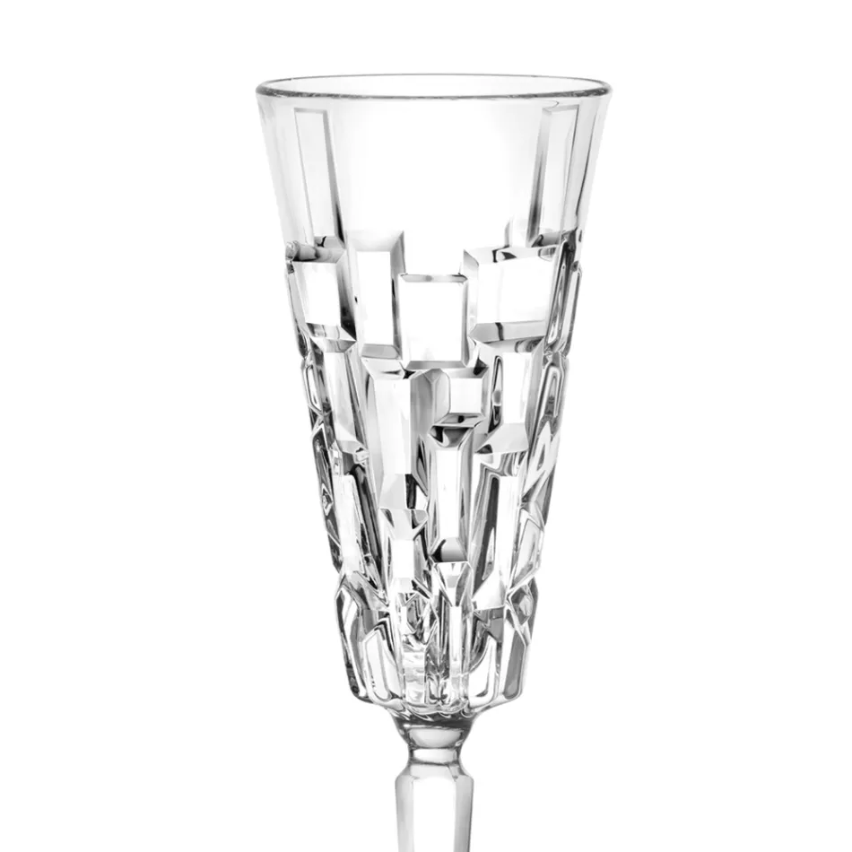 Luksus øko -dekoreret krystalfløjtebægersæt 12 dele - Catania Viadurini