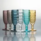 Fløjtepokalsæt i farvet glas og forskellige dekorationer 12 stykker - Bland Viadurini