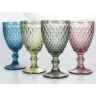 Bægersæt i farvet og udskåret glas med dekorationer 12 stykker - Brillo Viadurini