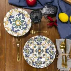 Farvet vinbægersæt i glas og orientalsk dekoration 12 stykker - skrue Viadurini