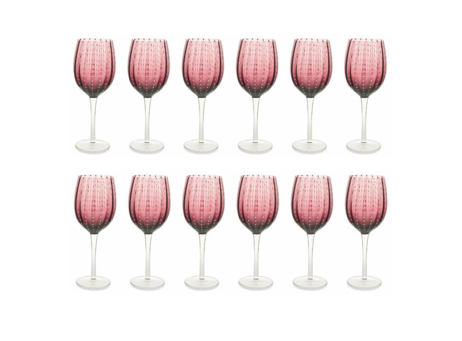Vinpokal Sæt i Glas Forskellige Farver Hvid Dekorationer 12 Stk - Persien Viadurini