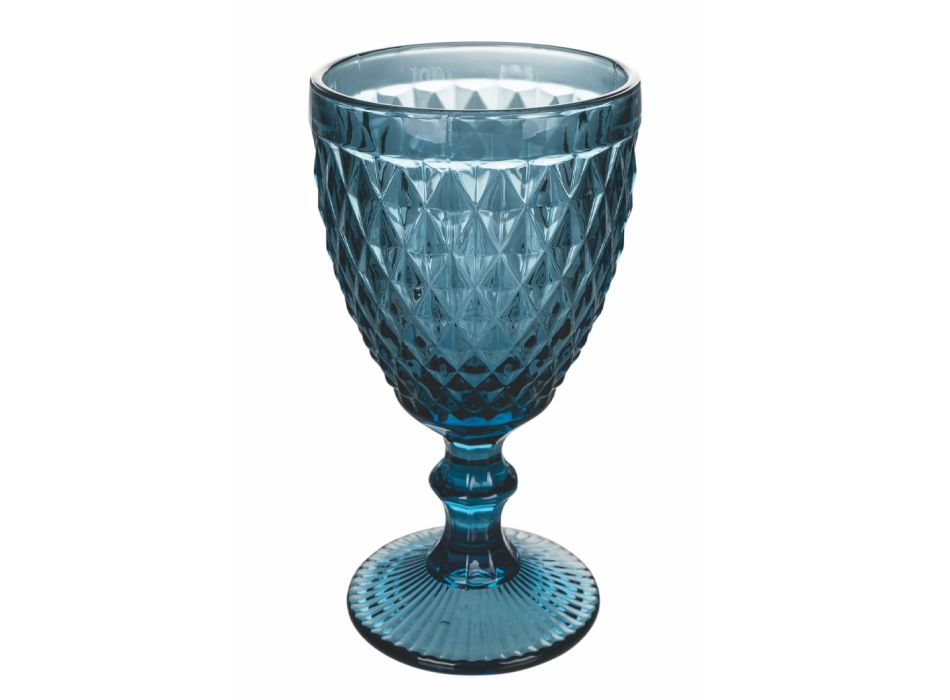 Vin- eller vandpokalsæt i dekoreret farvet glas 12 stk - Urbanvi Viadurini