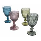 Vin- eller vandpokalsæt i dekoreret farvet glas 12 stk - Urbanvi Viadurini