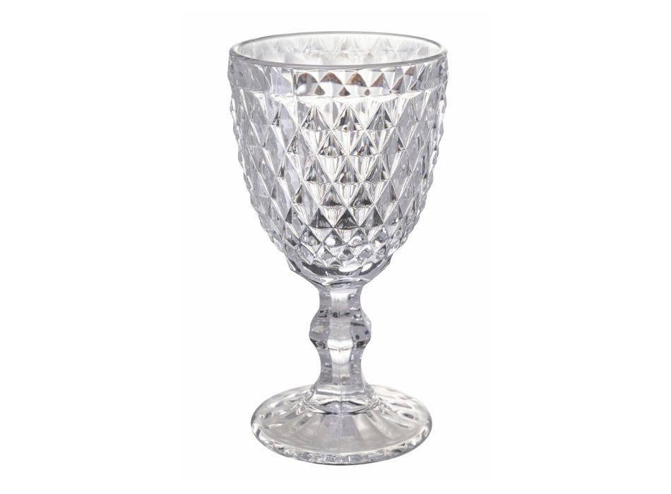 Vin- eller vandpokalsæt i dekoreret gennemsigtigt glas 12 stk - Urbanvi Viadurini