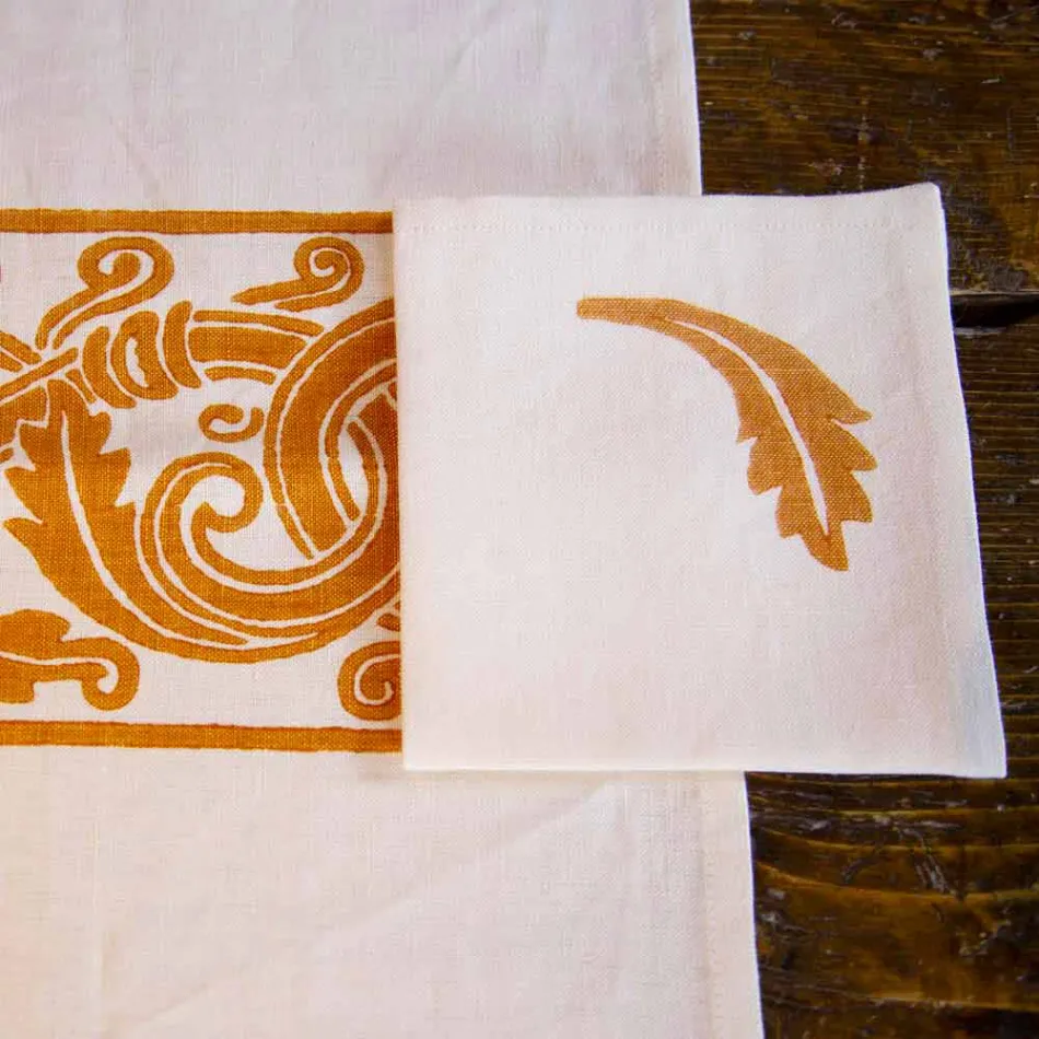 Italiensk håndværker med morgenmadsservice Håndtryk på antikke stoffer - mærker Viadurini