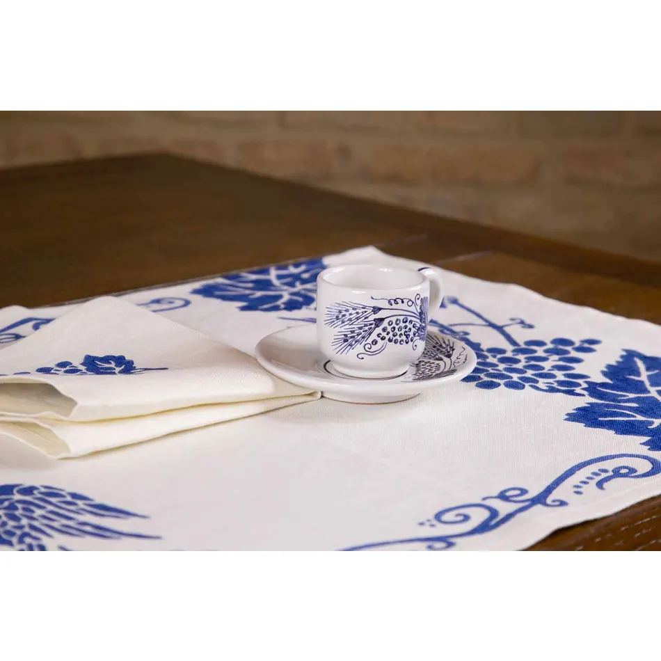 Italiensk håndværker med morgenmadsservice Håndtryk på antikke stoffer - mærker Viadurini