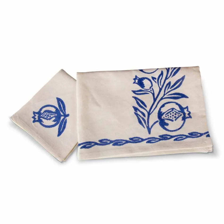 Italiensk håndværker med morgenmadsservice Håndtryk på antikke stoffer - mærker Viadurini