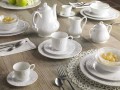 Komplet morgenmadsservice 22 stykker i hvidt porcelæn - Gimignano