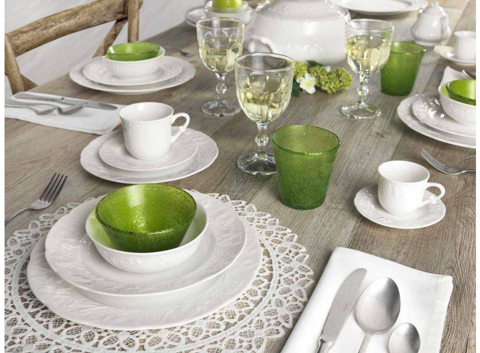 Komplet morgenmadsservice 22 stykker i hvidt porcelæn - Gimignano Viadurini