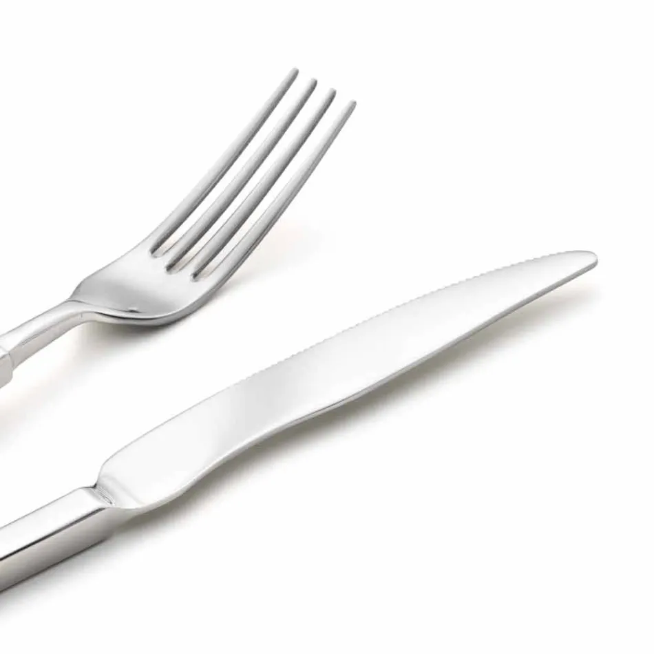 Komplet stålbestikssæt 24 stykker Design Made in Italy - Tricky Viadurini