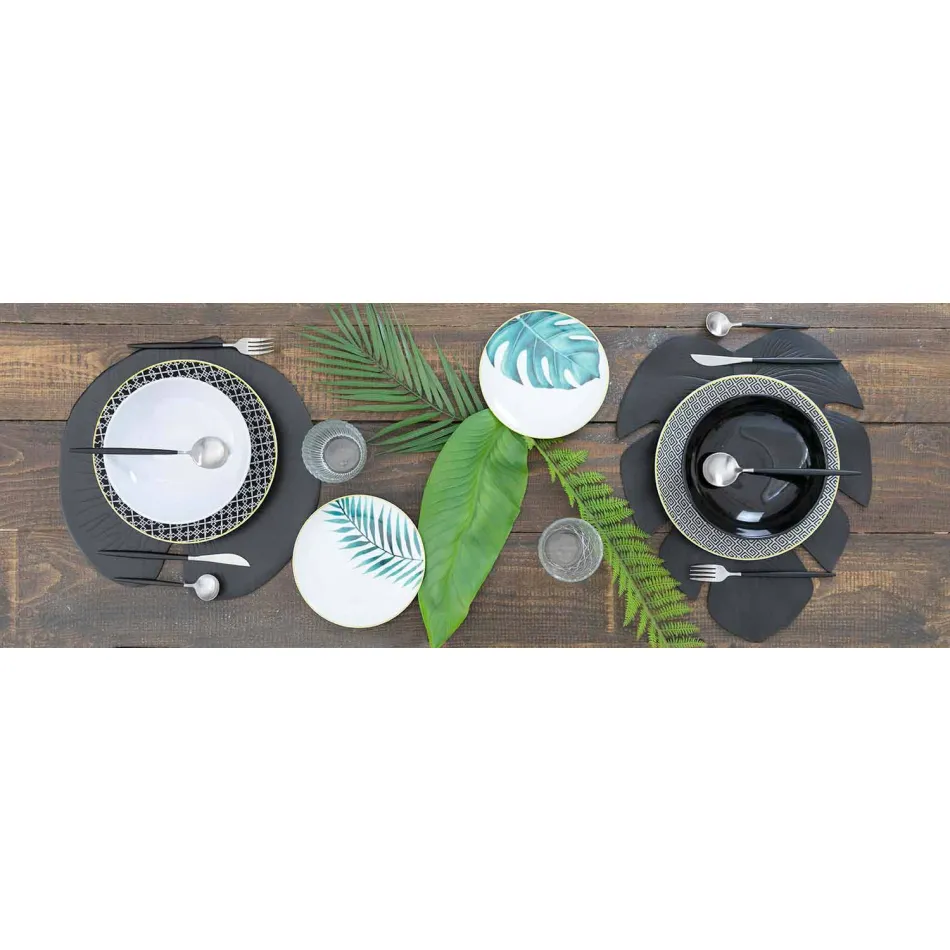 Bestik bestik i sort stål moderne design 24 stk - Calamo Viadurini