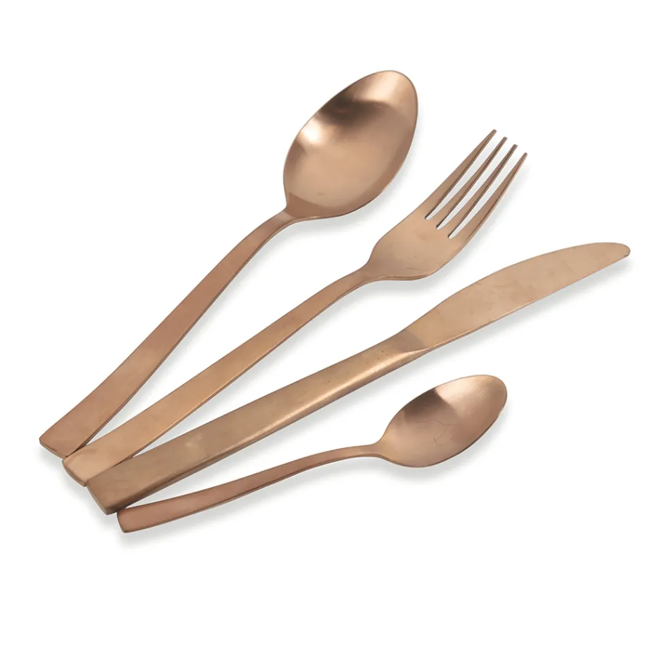 Komplet bestiksæt i sort stål eller kobber Design 24 dele - Fayette Viadurini