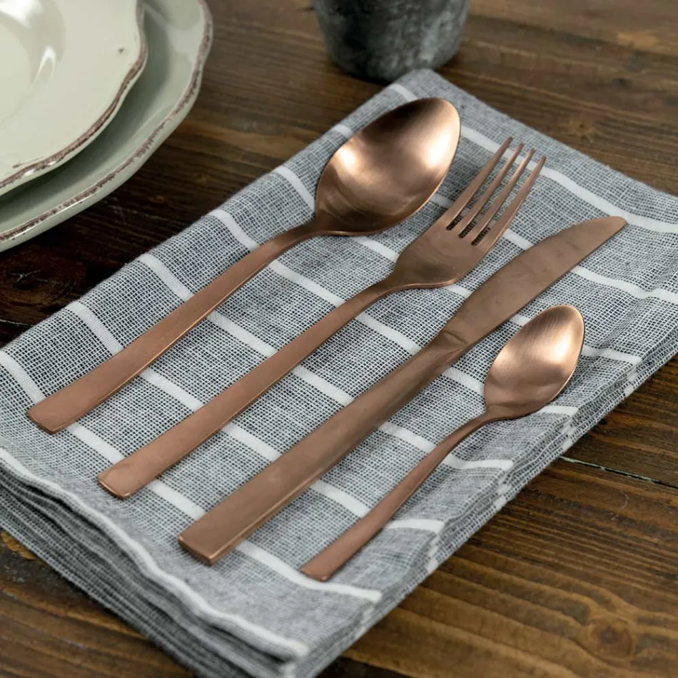 Komplet bestiksæt i sort stål eller kobber Design 24 dele - Fayette Viadurini