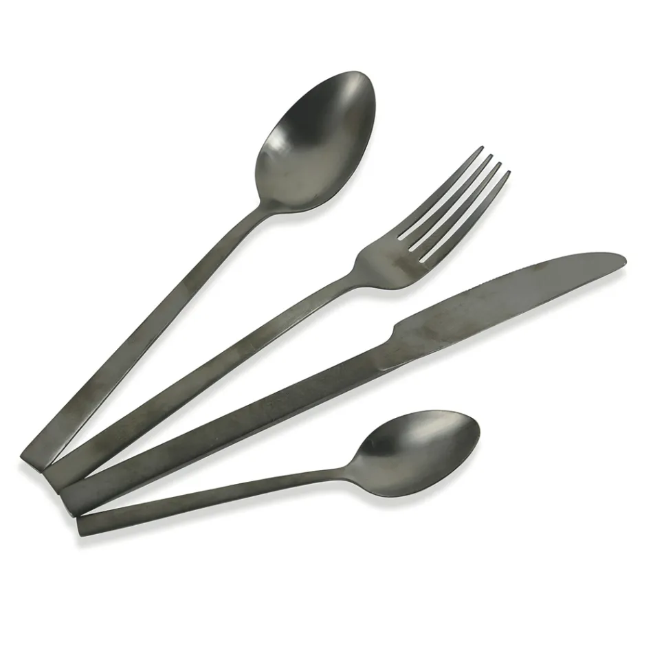 Komplet bestiksæt i sort stål eller kobber Design 24 dele - Fayette Viadurini