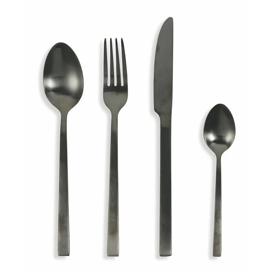 Komplet bestiksæt i sort stål eller kobber Design 24 dele - Fayette Viadurini