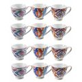 Komplet Service Kaffekopper i Dekoreret Porcelæn 12 Stykker - Anfa
