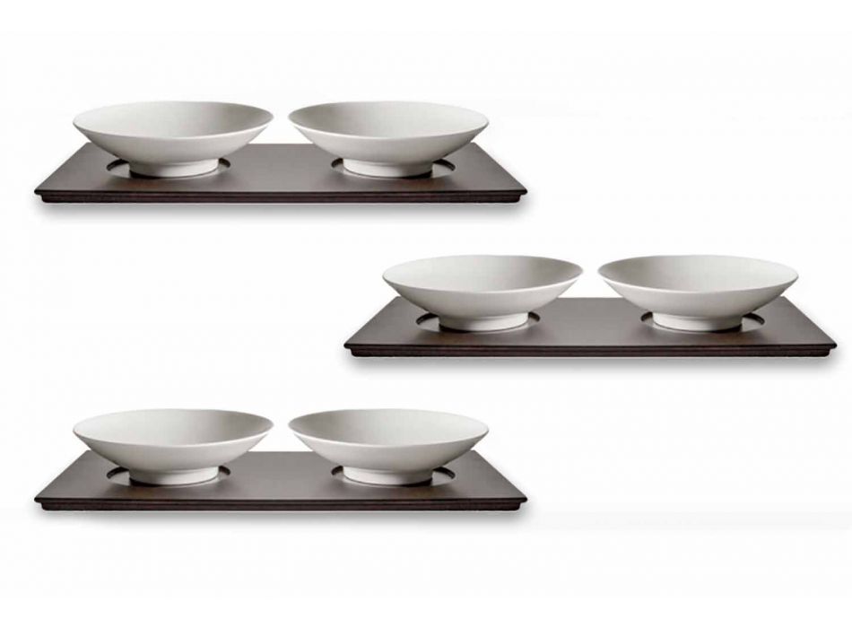 Service med små kopper med træbakke Moderne elegant design 9 stykker - Flavia Viadurini