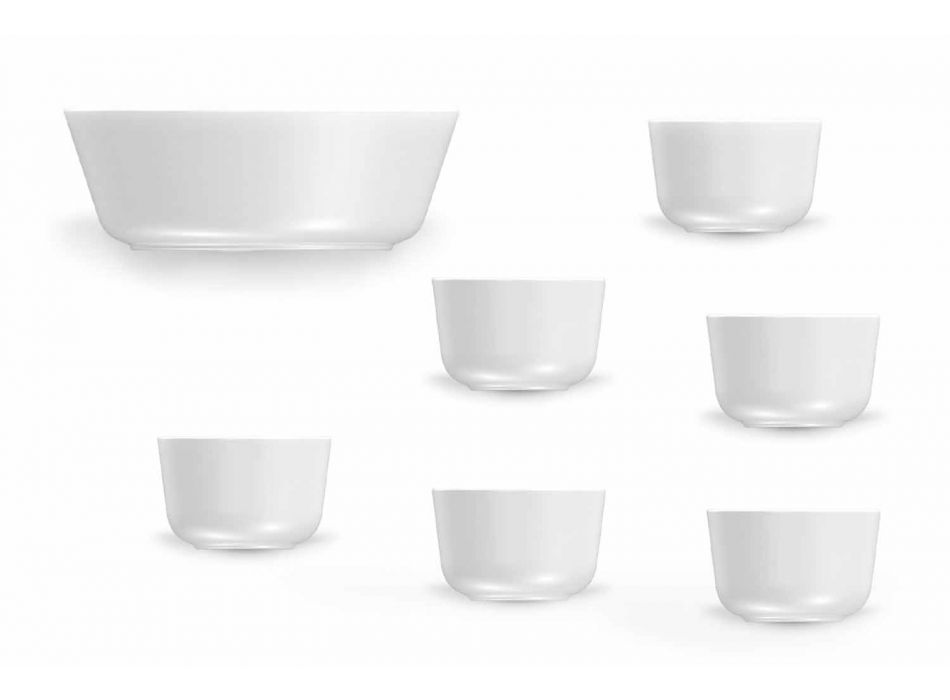 Moderne design hvide porcelænskopper og skål sæt 7 stykker - Arctic Viadurini