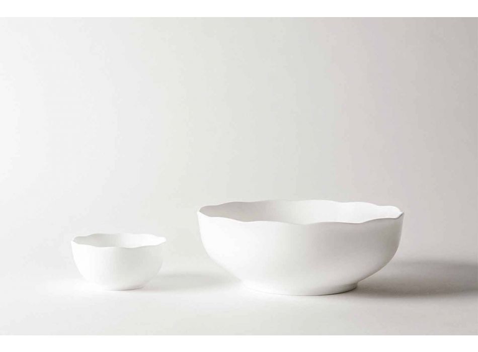 Hvide porcelæns serveringsbægere og skåle sæt 8 stykker - Armanda Viadurini