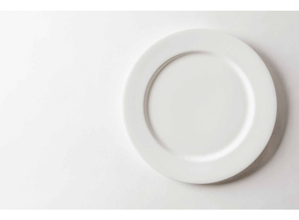 Dessertservice 6 skåle og 6 designskåle i hvidt porcelæn - Samantha Viadurini