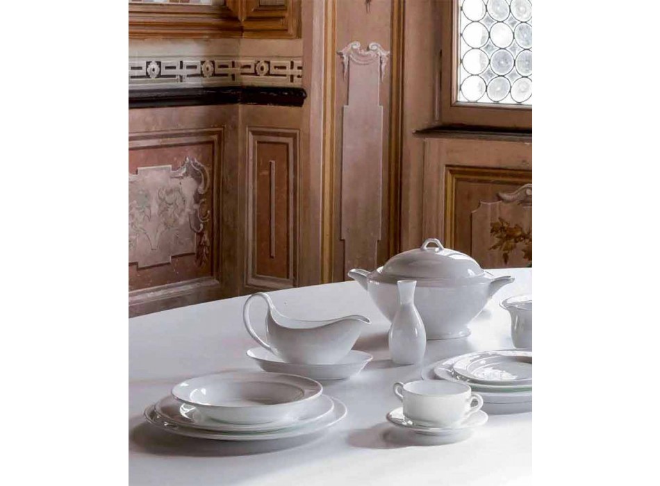 Dessertservice 6 skåle og 6 designskåle i hvidt porcelæn - Samantha Viadurini