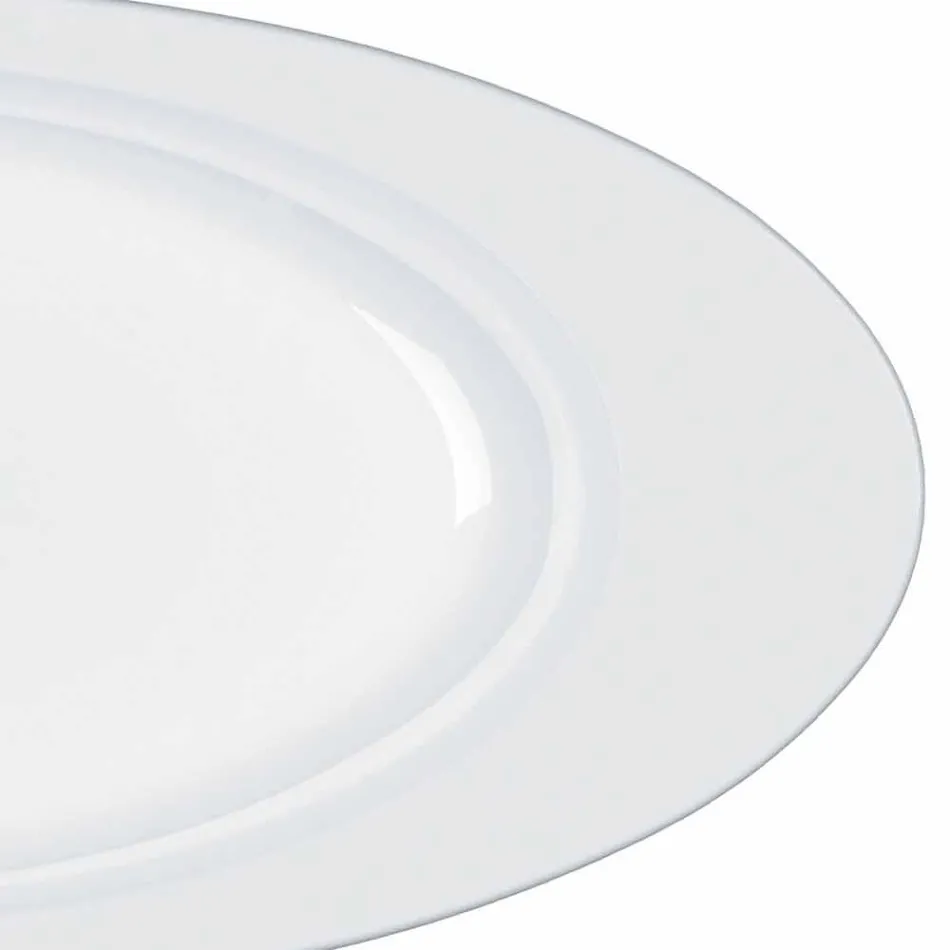 Moderne hvidt porcelæn ovalt serveringssæt 2 stykker - teleskop Viadurini