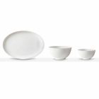 Hvid porcelæns serveringssæt Oval plade og skål 10 stykker - Romilda Viadurini
