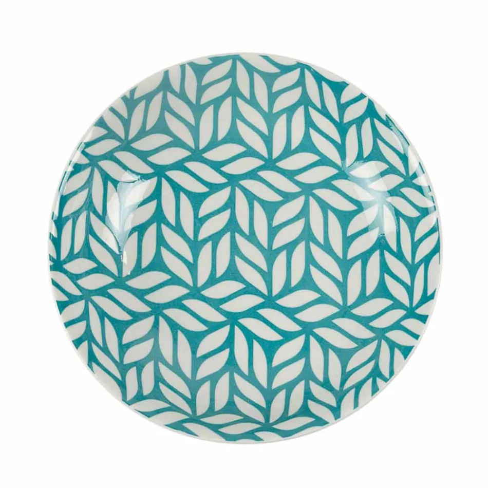 Komplet bordservering i farvet porcelæn 18 stykker - Indonesien Viadurini