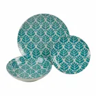 Komplet bordservering i farvet porcelæn 18 stykker - Indonesien Viadurini