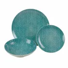 Komplet bordservering i farvet porcelæn 18 stykker - Indonesien Viadurini