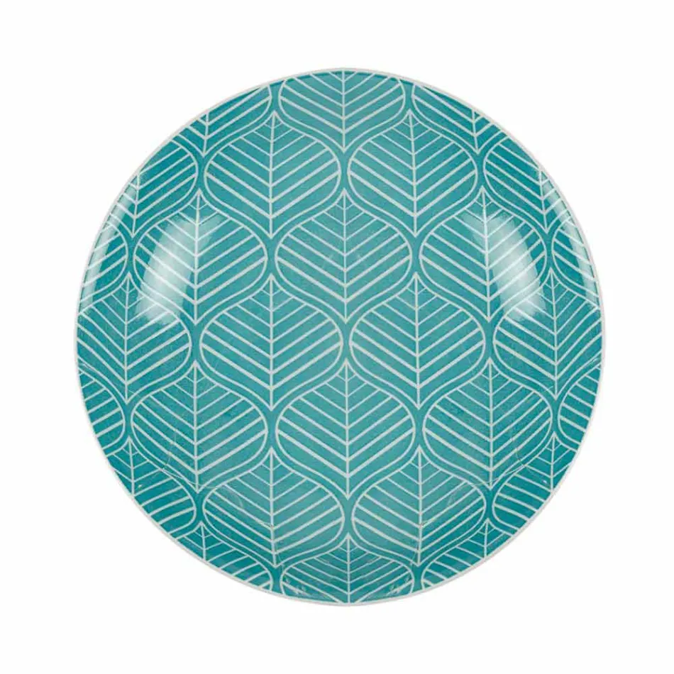 Komplet bordservering i farvet porcelæn 18 stykker - Indonesien Viadurini