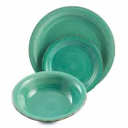 Service med farvede plader 18 stykker i moderne stentøj - Abruzzo Viadurini