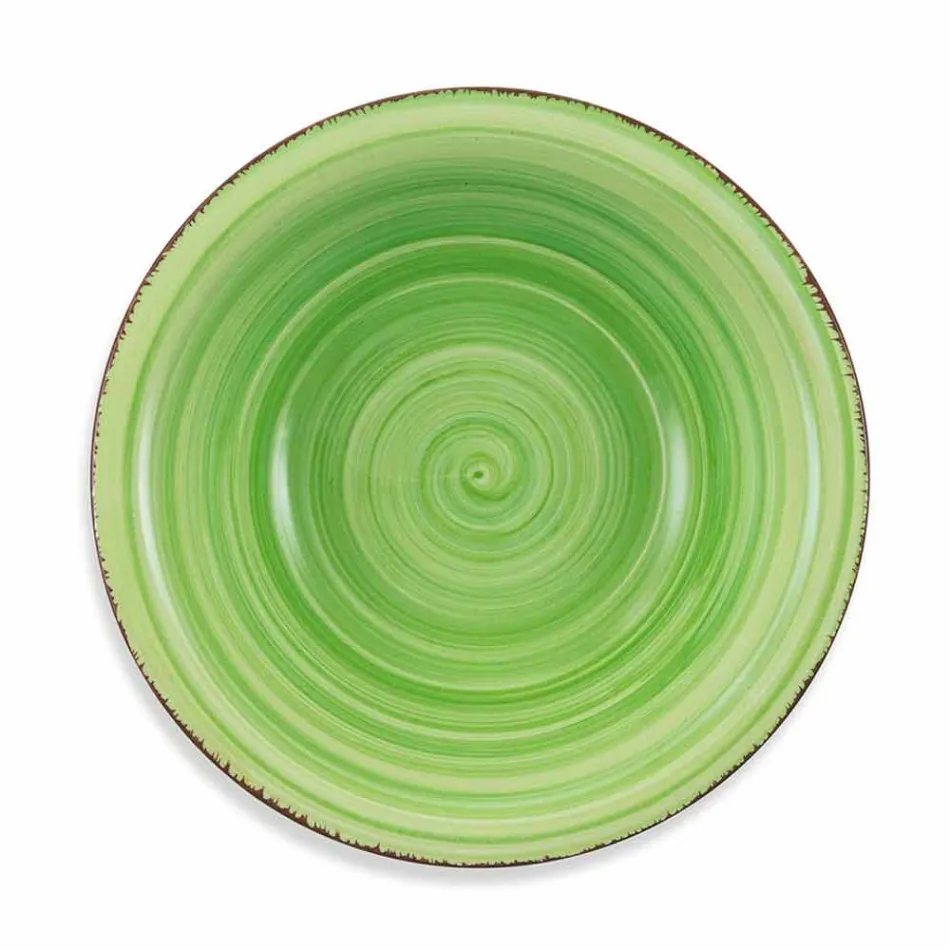 Service med farvede plader 18 stykker i moderne stentøj - Abruzzo Viadurini