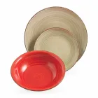 Service med farvede plader 18 stykker i moderne stentøj - Abruzzo Viadurini