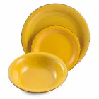 Service med farvede plader 18 stykker i moderne stentøj - Abruzzo Viadurini