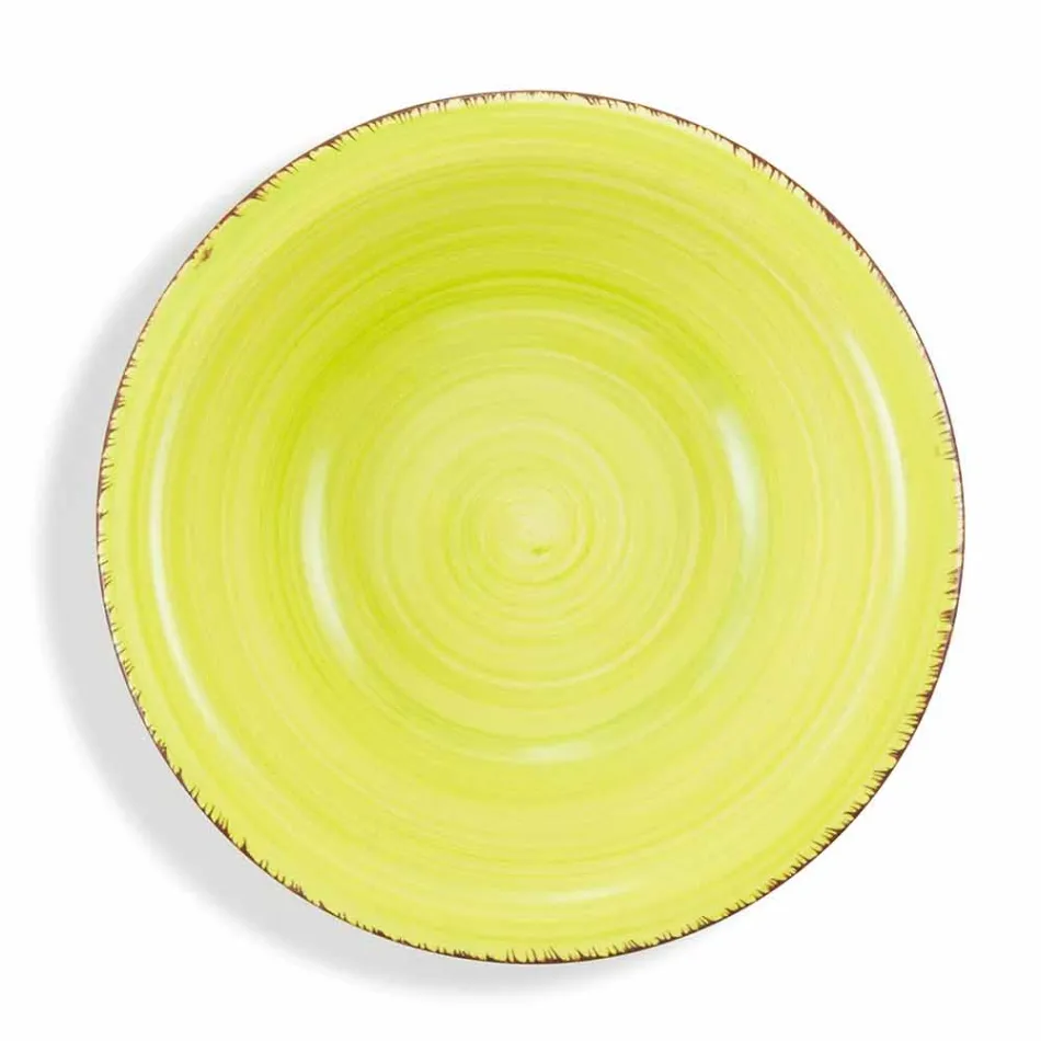 Service med farvede plader 18 stykker i moderne stentøj - Abruzzo Viadurini